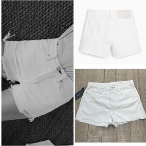 Rag & Bone Maya Distressed High-Rise Shorts In White